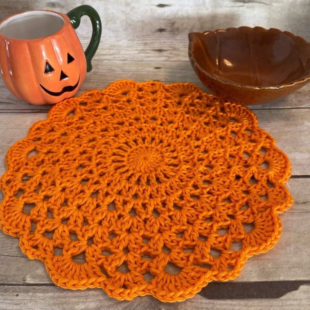 Crochet Scalloped Edges Doily Spring Decor 10 1/2 In